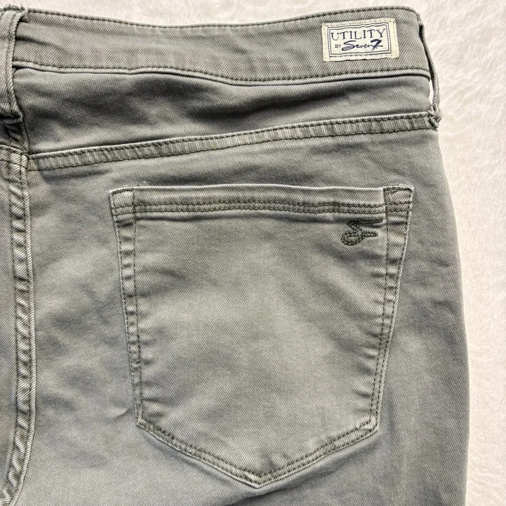 Seven 7 For All‎ Mankind Jeans Woman Sz 16 Green Utility Ankle Skinny Cargo